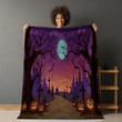 Purple And Orange Sky Printed Sherpa Fleece Blanket Halloween Design