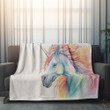 Rainbow Unicorn On White Printed Sherpa Fleece Blanket Animal Design
