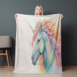 Rainbow Unicorn On White Printed Sherpa Fleece Blanket Animal Design