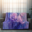 Purple Roses Printed Sherpa Fleece Blanket Floral Digital Painting Design