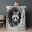 Raccoon Through A Hole Printed Sherpa Fleece Blanket Drawing Animal Design