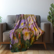 Realistic Purple Frangipani Printed Sherpa Fleece Blanket Floral Design