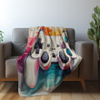 Rainbow Background Game Controllers Printed Sherpa Fleece Blanket For Gamers Design