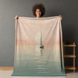 Sailboat On Calm Waters Printed Sherpa Fleece Blanket Landscape Design