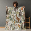 Rabbits In Wildlife Printed Sherpa Fleece Blanket Whimsical Animal Design For Kids