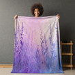 Purple Lavender Printed Sherpa Fleece Blanket Summer Floral Design