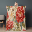 Red Peonies And Butterflies Printed Sherpa Fleece Blanket Avignon Floral Design