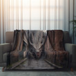 Realistic Dragon Attacks The Town Printed Sherpa Fleece Blanket Trompe L'oeil Design