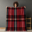 Red And Black Tones Plaid Printed Sherpa Fleece Blanket Seamless Pattern Design