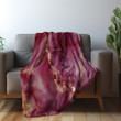 Rich Burgundy Marble Printed Sherpa Fleece Blanket Texture Design