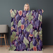 Purple Figs Printed Sherpa Fleece Blanket Fruit Seamless Pattern Design