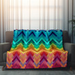 Rainbow Zigzag Patterns Printed Sherpa Fleece Blanket Illusion Design