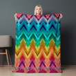 Rainbow Zigzag Patterns Printed Sherpa Fleece Blanket Illusion Design