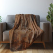 Rusted Rusty Metal With Brown Printed Sherpa Fleece Blanket Wood Grains Style
