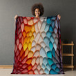 Rainbow Moroccan Zellige Printed Sherpa Fleece Blanket Floral Seamless Pattern Design
