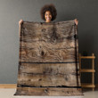 Realistic Old Wood Plank Printed Sherpa Fleece Blanket Texture Design