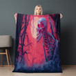 Skeleton Risograph Printed Sherpa Fleece Blanket Halloween Design