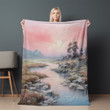 Soft Pastel Hues Landscape Printed Sherpa Fleece Blanket Painting Design
