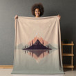 Serene Mountain Landscape Printed Sherpa Fleece Blanket Minimalist Design