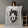 Shy Panda Through Hole Printed Sherpa Fleece Blanket Animal Design