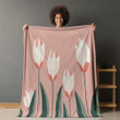 Simple And Elegant Tulips Printed Sherpa Fleece Blanket Minimalist Floral Design