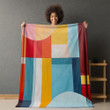Semi Circles Color Block Printed Sherpa Fleece Blanket Geometric Design