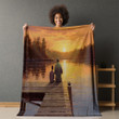 Sitting At Dusk Printed Sherpa Fleece Blanket Fathers Day Design