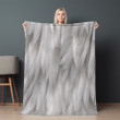 Small White And Grey Feathers Printed Sherpa Fleece Blanket Pattern Design