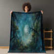 Serene Blue Sky Printed Sherpa Fleece Blanket Galaxy Design