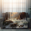 Sea Waves Nature Scene Printed Sherpa Fleece Blanket Realistic Landscape Design