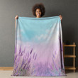 Serene Lavender Blooming Printed Sherpa Fleece Blanket Summer Floral Design