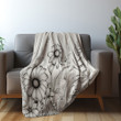 Sketch Of Botanical Printed Sherpa Fleece Blanket Floral Design