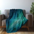 Shooting Stars Blue And Green Hues Printed Sherpa Fleece Blanket Painting Galaxy Design