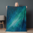 Shooting Stars Blue And Green Hues Printed Sherpa Fleece Blanket Painting Galaxy Design