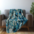 Symmetrical Blue Moroccan Printed Sherpa Fleece Blanket Geometric Pattern Design