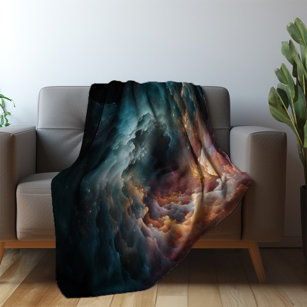 Swirling Clouds Of Stars Printed Sherpa Fleece Blanket Galaxy Design