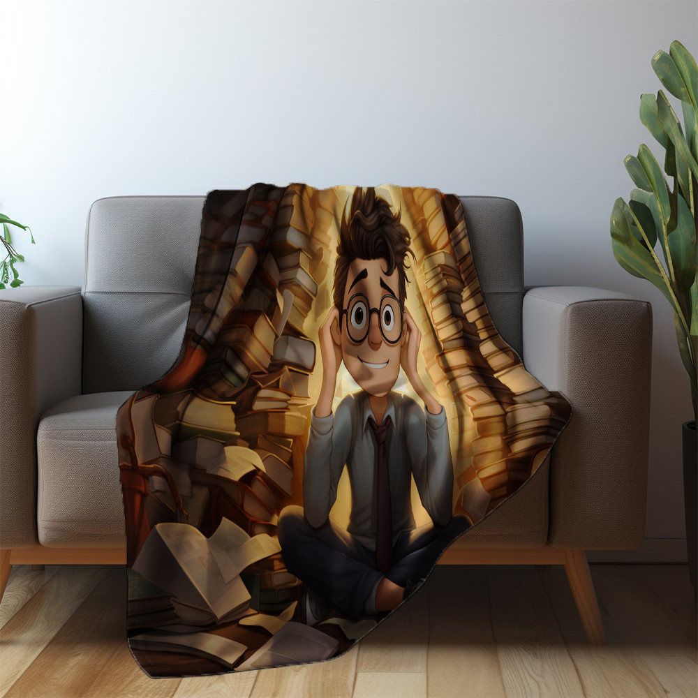 Study Struggling Printed Sherpa Fleece Blanket Back To School Design