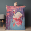 Swan Risograph Printed Sherpa Fleece Blanket Animal Design