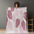 Tropical Pink Leaf Pattern Seamless Pattern Printed Sherpa Fleece Blanket