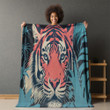 Tiger Risograph Printed Sherpa Fleece Blanket Animal Design