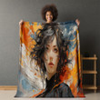 Surrealism Girl Printed Sherpa Fleece Blanket Human Graffiti Design