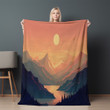 Sunset Over A Mountain Printed Sherpa Fleece Blanket