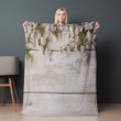 Spring Flowers White Beige Wood Printed Sherpa Fleece Blanket Texture Design