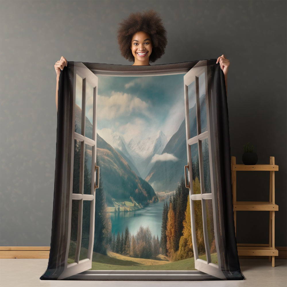 Spectacular View From Window Printed Sherpa Fleece Blanket