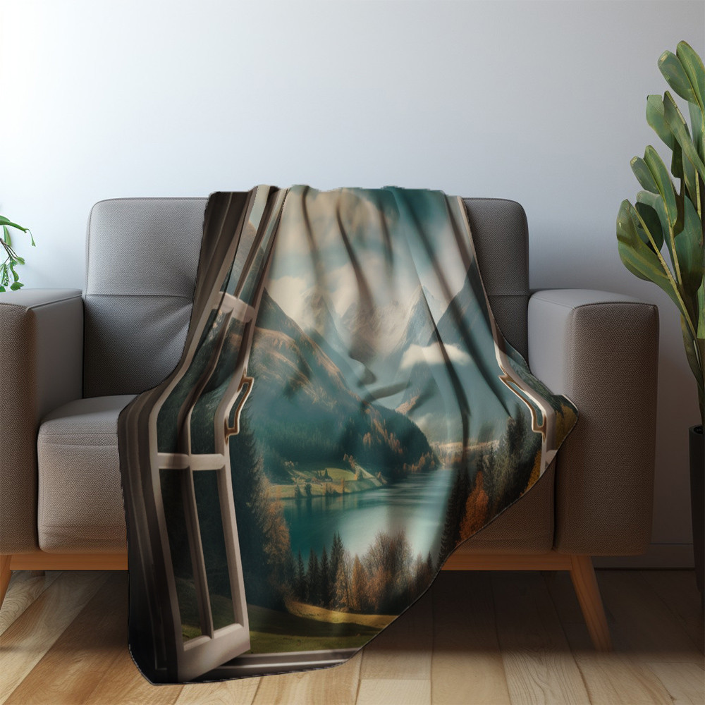 Spectacular View From Window Printed Sherpa Fleece Blanket