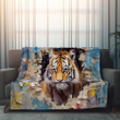 Tiger Through Broken Hole Printed Sherpa Fleece Blanket Animal Design