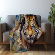 Tiger Through Broken Hole Printed Sherpa Fleece Blanket Animal Design