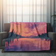 Sunset Over Calm Lake Printed Sherpa Fleece Blanket Landscape Design