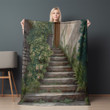 Step Staircase Printed Sherpa Fleece Blanket Trompe L�oeil Design