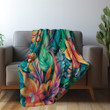 Tropical Flowers Printed Sherpa Fleece Blanket Paisley Pattern Design